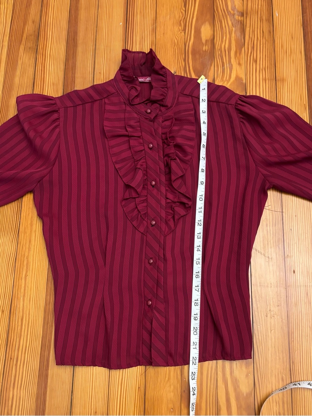Vintage Front Ruffle Button Up Blouse - Picture 7 of 7
